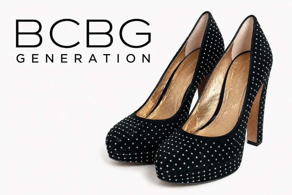 BCBG Generation Black Studded Platform High Heel Pumps Women's Size 8B